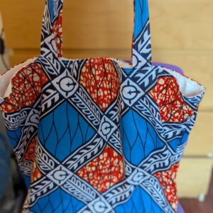 Large wax print shopper bag with white lining
