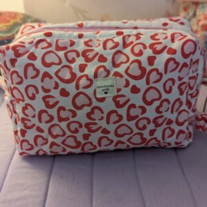 Large Boxy Make-Up Bags With Zip Charms (Heart design)