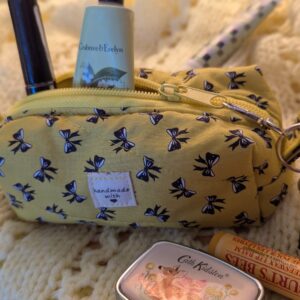 Mini Make-Up Bags - Fully Lined With Zip Charms (Yellow Bag Simple design)