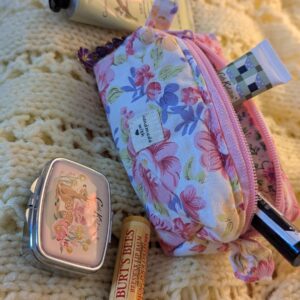 Mini Make-Up Bags - Fully Lined With Zip Charms (Flower Pink)