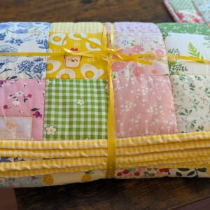 A comfort blanket made with 4 inch squares